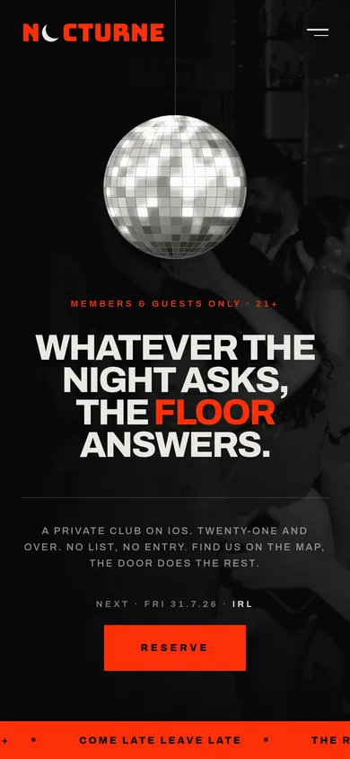 Nocturne Club Concept — mobile